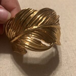 Stella & Dot | Bold Gold Retired Feather Secret Garden Cuff Bracelet